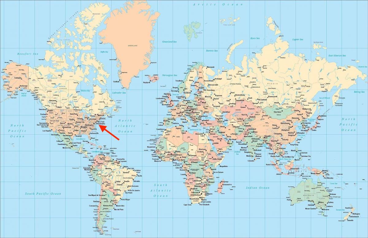 Philadelphia location on world map
