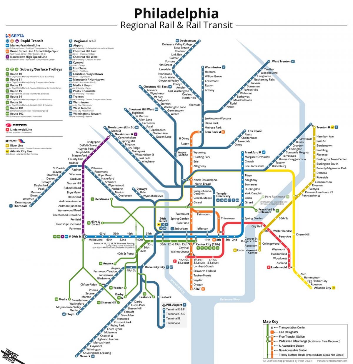 Philadelphia subway station map