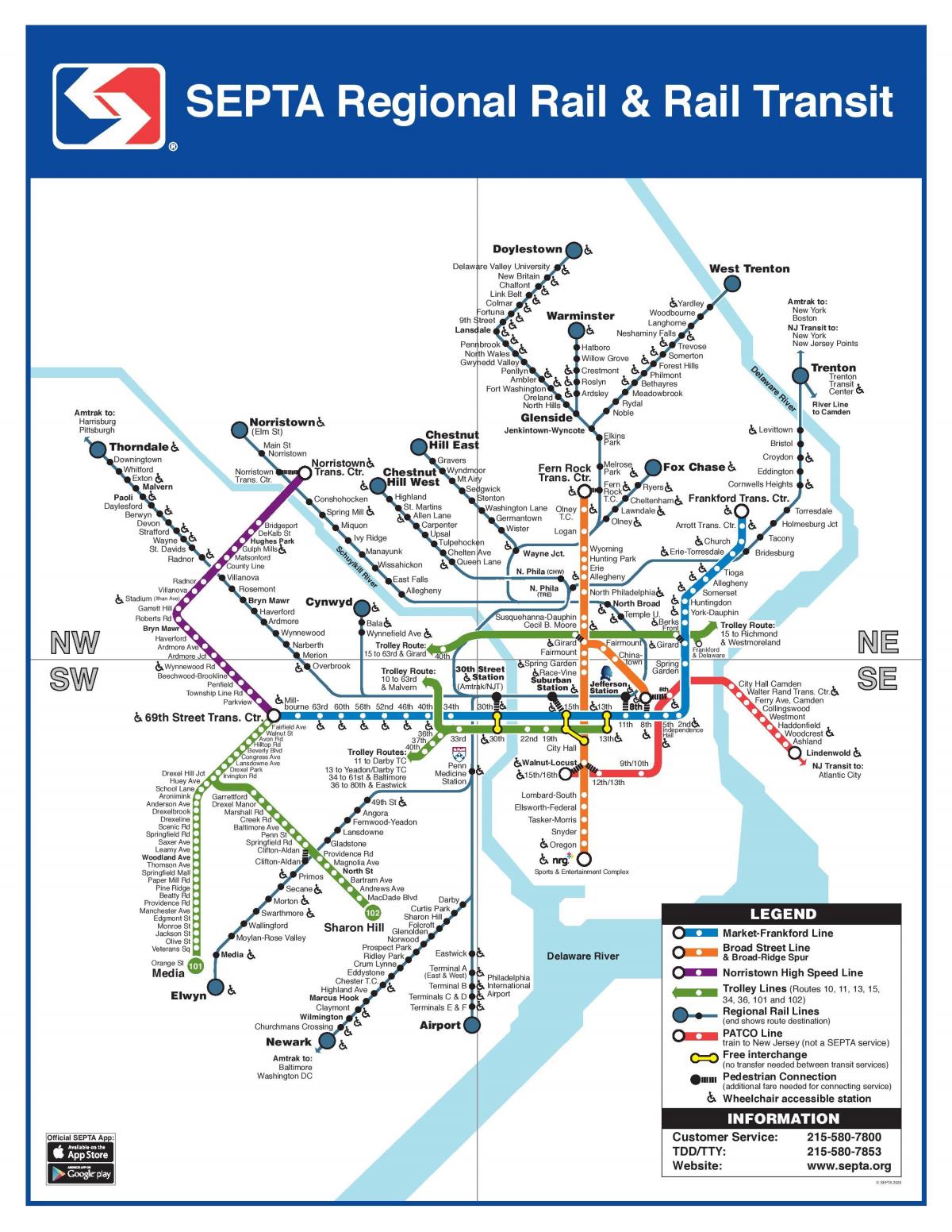 Philadelphia tram stations map